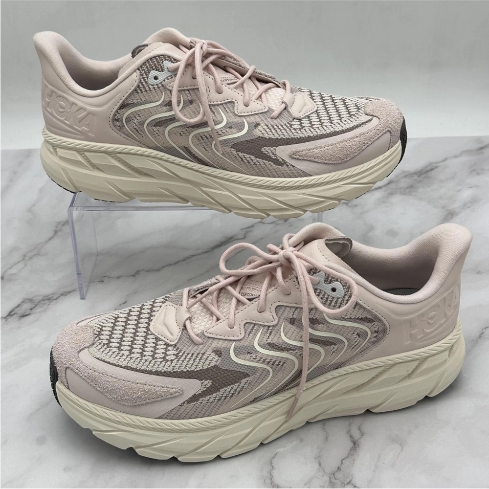 NEW Hoka One One Clifton LS Shoes Mens Size 12 Cream Blush Running Sneakers